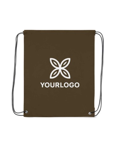 Sac à dos marron personnalisé avec cordon de serrage pour salons professionnels et événements promotionnels