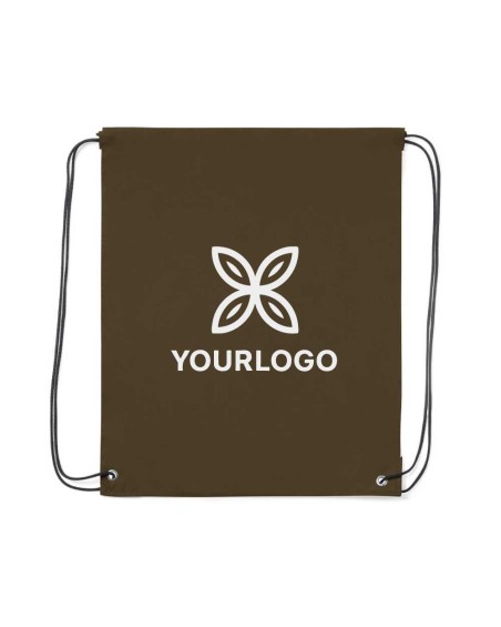 Personalized brown drawstring backpack for trade shows and promotional events