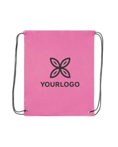 Mochila saco rosa personalizada para campañas promocionales y ferias