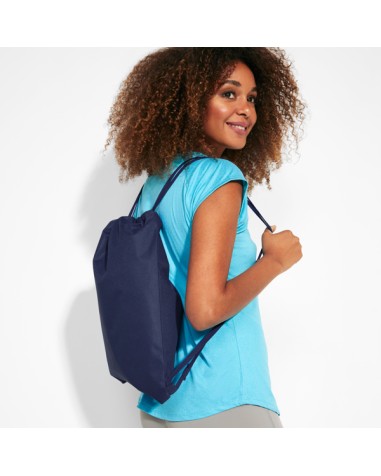 girl with customizable drawstring backpack