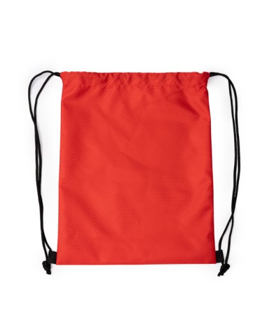 Red drawstring backpack for advertising and merchandising