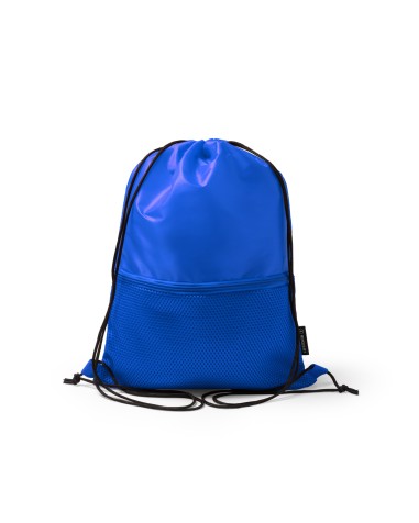 customizable blue drawstring backpack