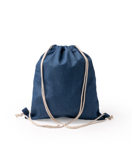 mochila con cuerdas vaquera sostenible publicidad