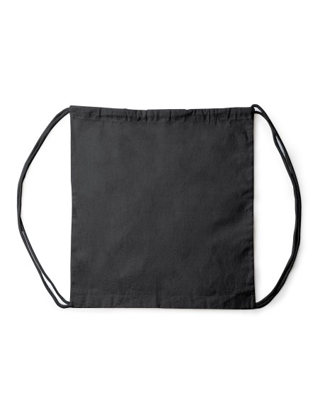 sac à dos à cordon en tissu de chanvre noir
