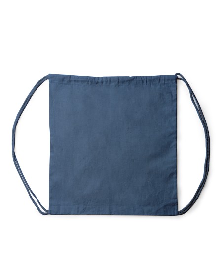 blue hemp woven drawstring backpack