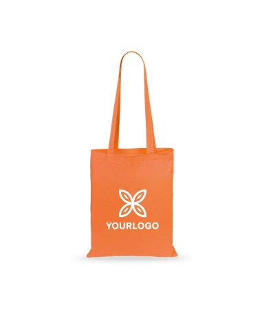 bolsa de compra de algodón de color naranja personalizada a 1 color