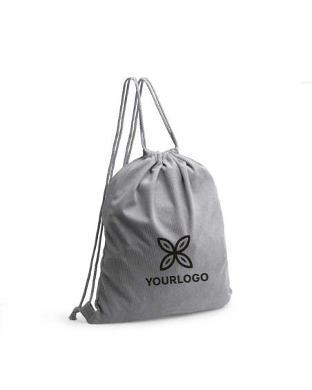 Drawstring backpack with personalized corduroy fabric