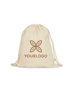 Organic cotton drawstring bag personalized with your logo