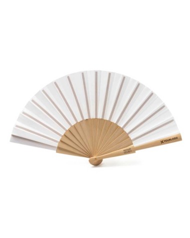 Abanico Milos madera tela reciclada RPET personalizado