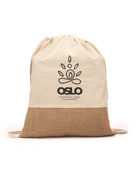 sac à dos personnalisé avec cordon de serrage en coton et jute