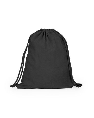 Customizable black drawstring backpack