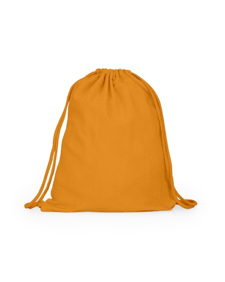 Sac à dos en coton orange avec cordons de serrage à personnaliser