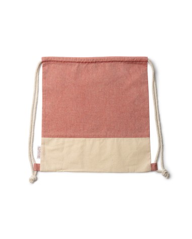 Sac à dos personnalisable en coton recyclé rouge avec cordon de serrage