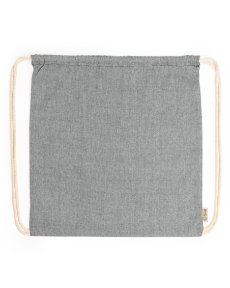 sac à dos personnalisable à cordon en coton recyclé gris
