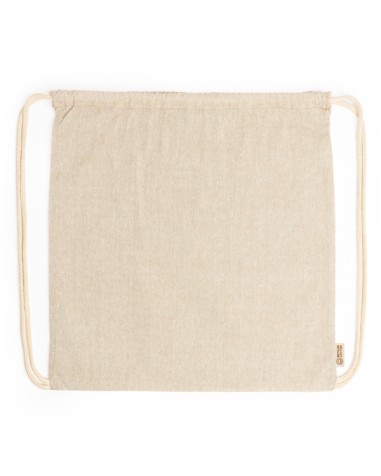 customizable beige drawstring backpack