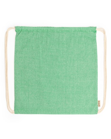 customizable recycled cotton drawstring backpack in green