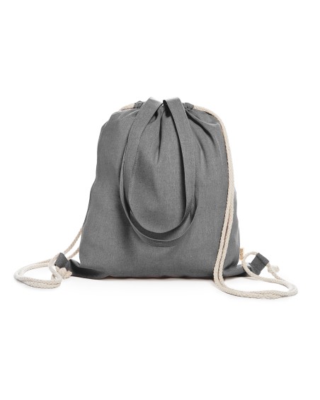 Sac à dos personnalisable en coton recyclé noir avec cordon de serrage