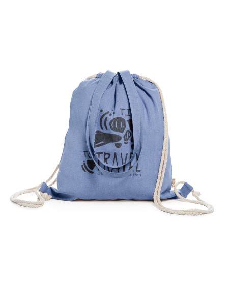 Bolsa de cuerdas tipo saco de algodón reciclado personalizada con tu logo