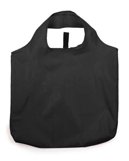 Bolsa  de poliester para la compra plegable de color negro Bolsa  de poliester para la compra plegable de color negro