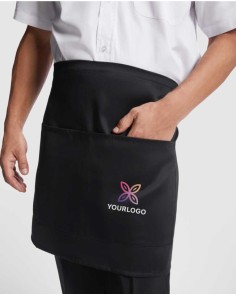 delantal corto hosteleria color negro personalizado