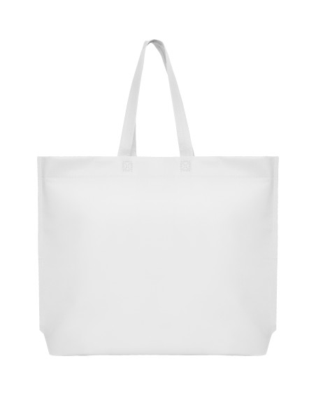 Bolsa con fuelle y asas largas personalizable con logo color blanco
