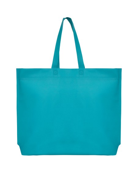 Non-woven bag, with a 10cm base and long light blue handles