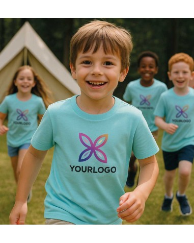 camiseta de algodón economica personalizada para niños ideal para campamentos y actividades de verano
