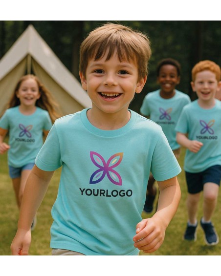 camiseta de algodón economica personalizada para niños ideal para campamentos y actividades de verano