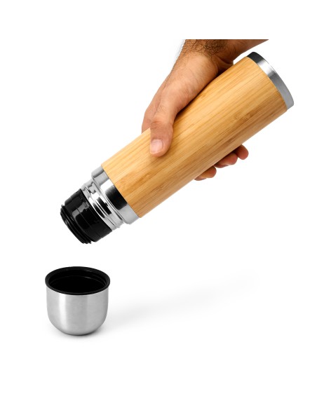 Stainless steel and bamboo thermos to personalize