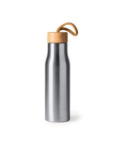 Bidon en acier inoxydable avec bouchon en bambou