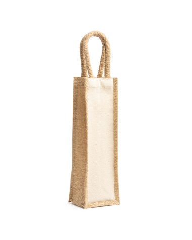 bolsa de yute y algodón para botellas personalizable