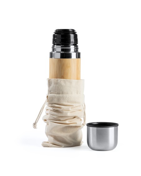 Customizable cotton bag with sack-type closure for bottles