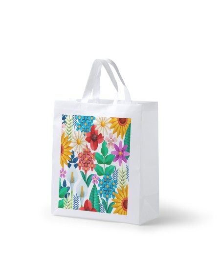 Bolsa de no tejido con base y fuelle, personalizable a todo color