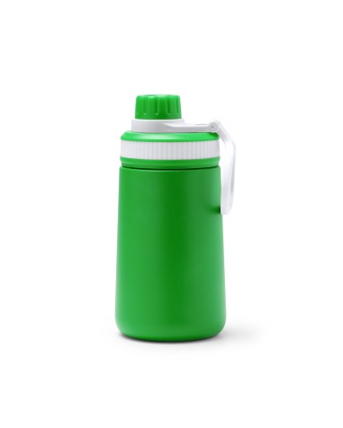 Stainless steel bottle with a children's design, with a straw and secure closure, customizable with your logo