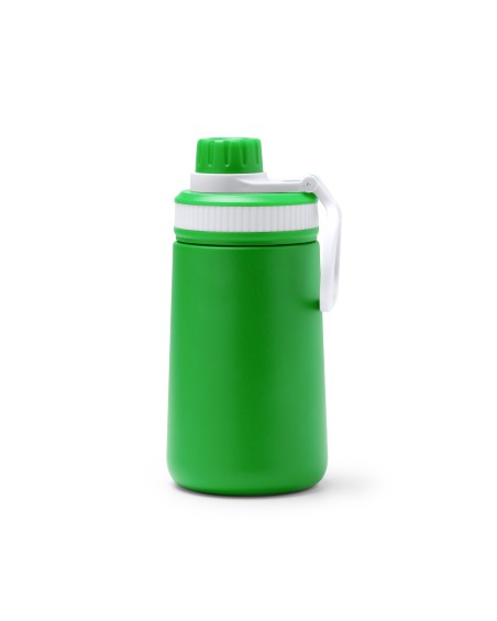 Stainless steel bottle with a children's design, with a straw and secure closure, customizable with your logo