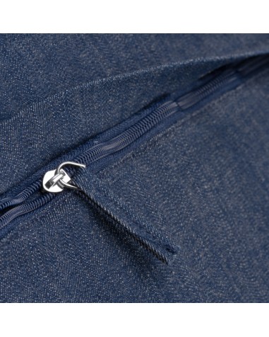Front zipper view of the KIRK denim bag