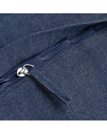 Front zipper view of the KIRK denim bag