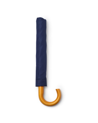 Paraigua plegable blau marí amb mànec de fusta Paraigua plegable blau marí amb mànec de fusta
