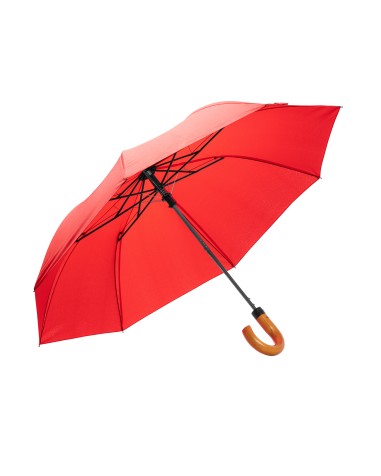 Folding umbrella with recycled polyester fabric and customizable wooden handle Folding umbrella with recycled polyester fabric and customizable wooden handle