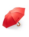 Folding umbrella with a wooden handle and recycled fabric to personalize your brand