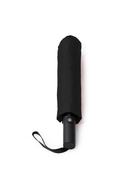 Parapluie pliant noir avec poignée en caoutchouc imprimable Parapluie pliant noir avec poignée en caoutchouc imprimable