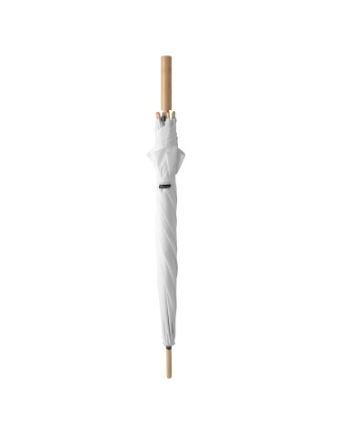 Classic white promotional umbrella with bamboo handle Classic white promotional umbrella with bamboo handle