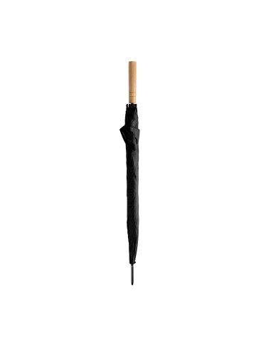 Black promotional umbrella with wooden handle Black promotional umbrella with wooden handle
