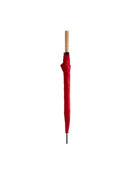 Red promotional umbrella with wooden handle Red promotional umbrella with wooden handle