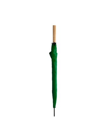 Green promotional umbrella with wooden handle Green promotional umbrella with wooden handle