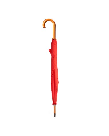Paraigua personalitzable vermell amb mànec de fusta Paraigua personalitzable vermell amb mànec de fusta