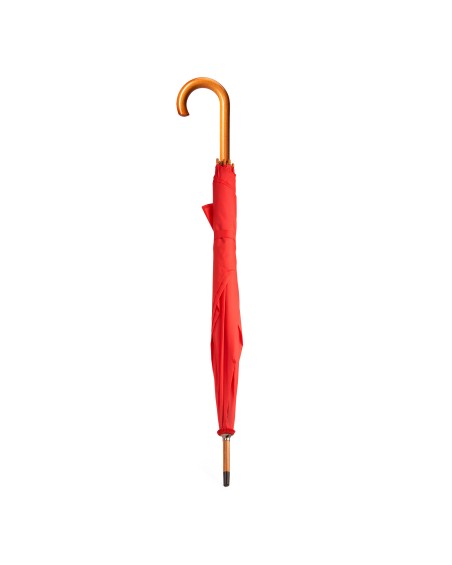 Paraigua personalitzable vermell amb mànec de fusta Paraigua personalitzable vermell amb mànec de fusta