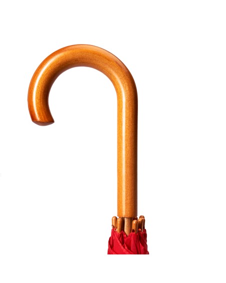 View of the wooden handle of the LYSE customizable umbrella View of the wooden handle of the LYSE customizable umbrella