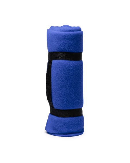 Manta promocional color blau amb folre polar
