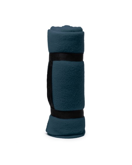 Manta personalitzable color blau fosc amb nansa de transport